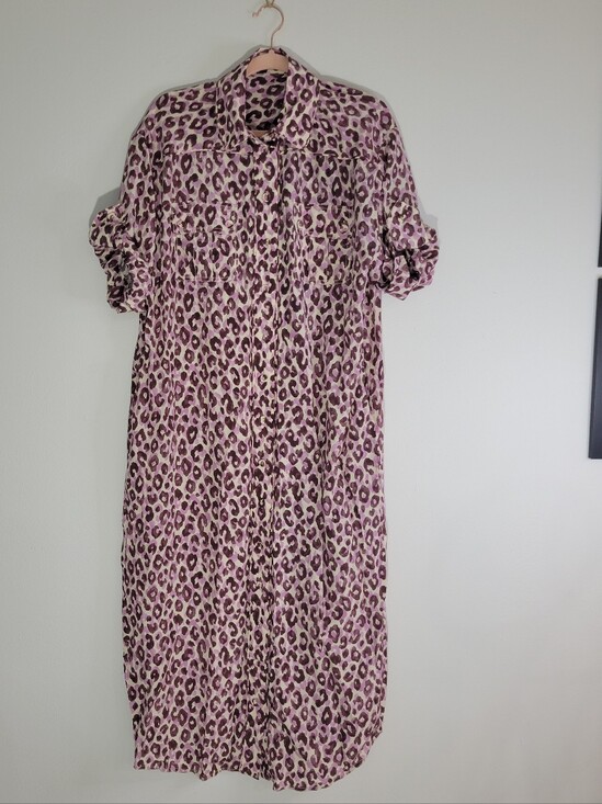 Zimmermann Dresses & Skirts - ZIMMERMANN DRESS XL/XXL Leopard Print Button-Front Shirt Dress in Pink